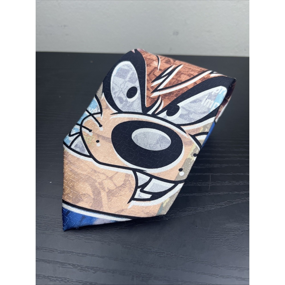 Rare 1995 Angry Taz Tasmanian‎ Devil Blue Silk Tie Looney Tunes 58"